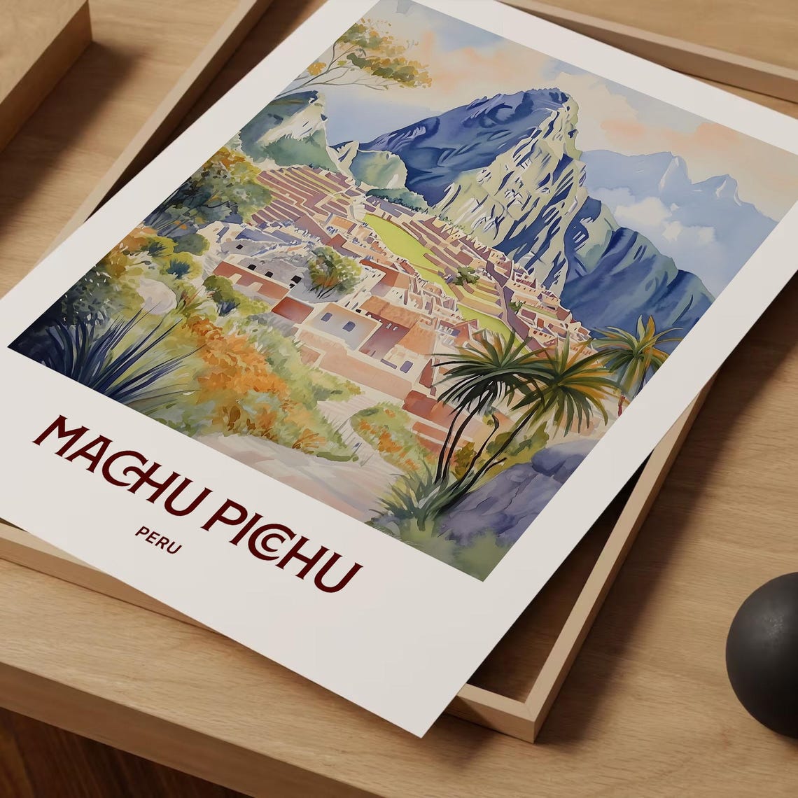 Machu Picchu Peru Mountain Citadel View Pastel Landscape Poster - Image 2
