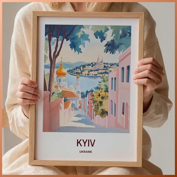 Kyiv Ukraine Golden Dome Churches River Old Town Travel Art Poster