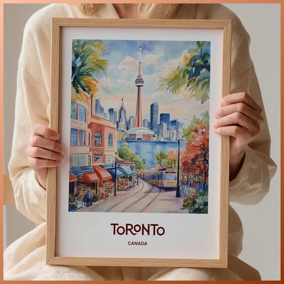 Toronto Canada CN Tower Skyline Streetcar Lively Street Poster