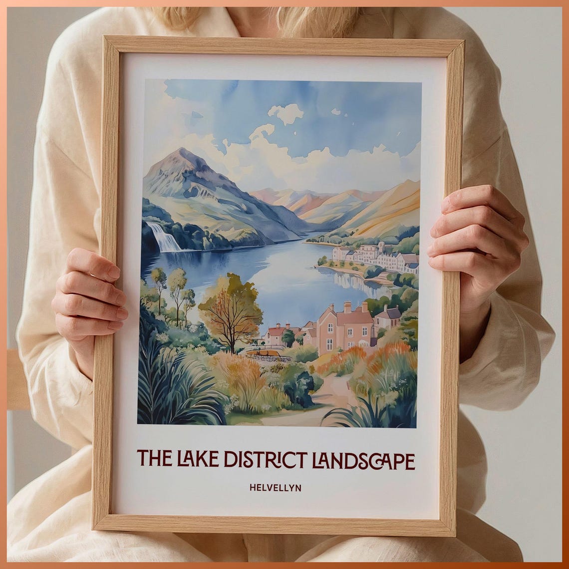 Helvellyn Lake District England Mountain Lake View Pastel Poster