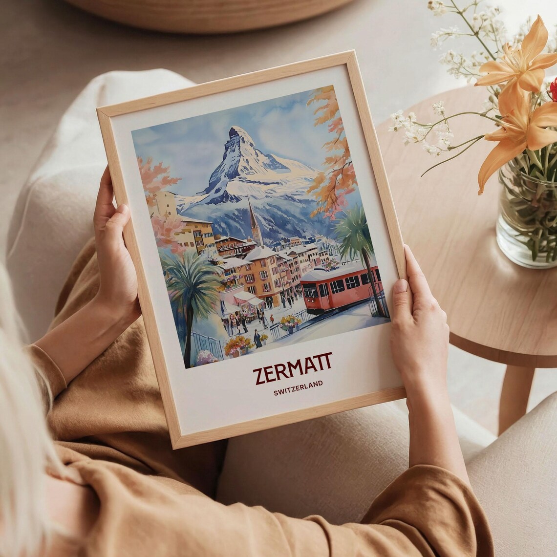 Zermatt Switzerland Matterhorn Alpine Village Watercolor Travel Poster - Image 5