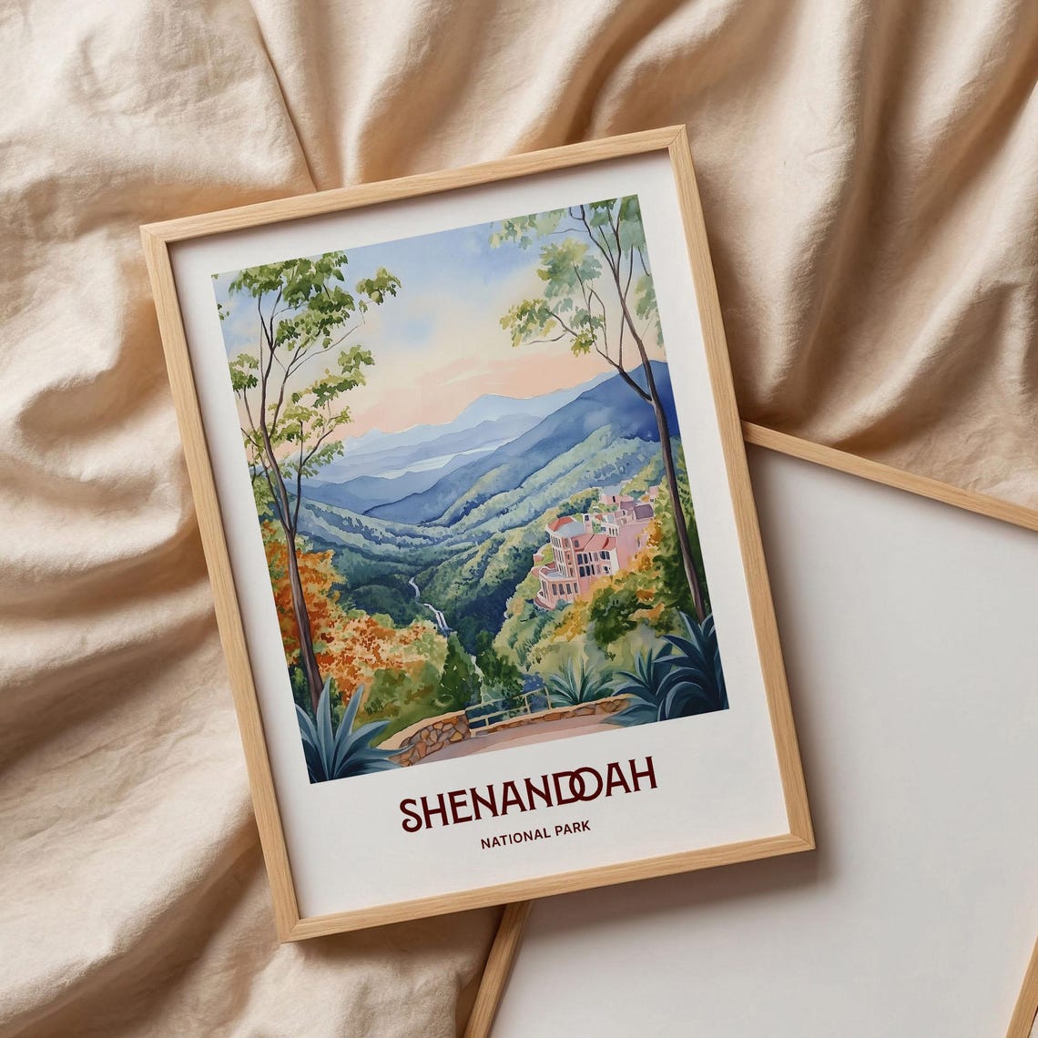 Shenandoah National Park Blue Ridge Overlook Watercolor Travel Poster - Image 3