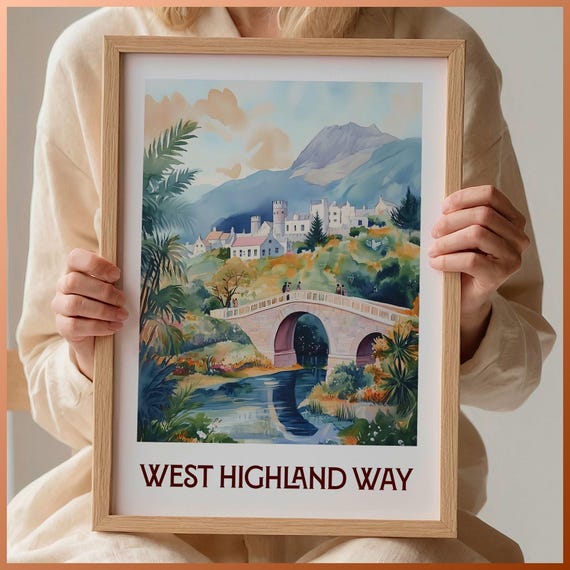 West Highland Way Poster Scottish Highlands Art Hiking Wall Decor Glencoe Print Minimalist Travel Artwork Gift For Hikers C35 584