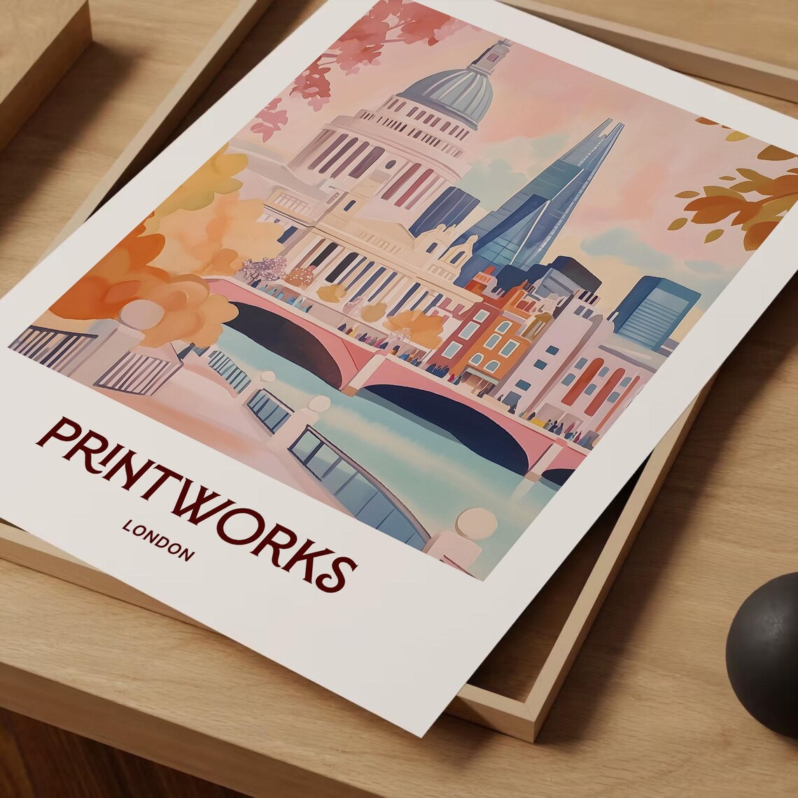 London Printworks St Pauls Cathedral Thames Bridge Art Poster - Image 2