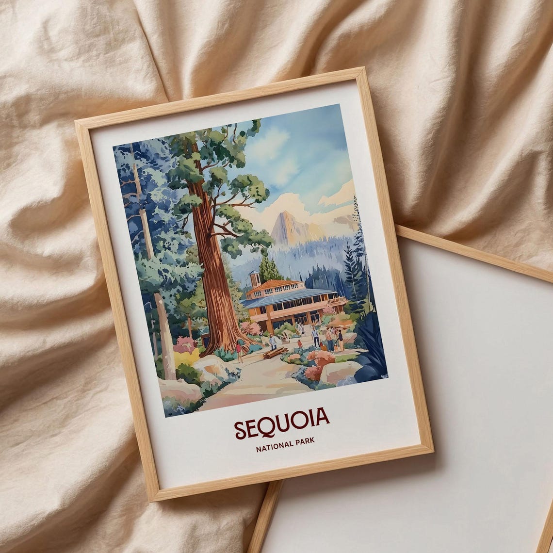Sequoia National Park Giant Trees Watercolor Poster Forest View - Image 3