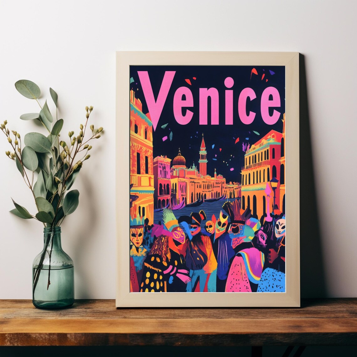 Venice Carnival Celebration, Festive Masks Travel Poster