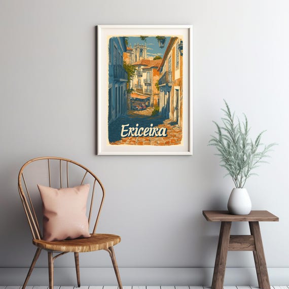 Vintage Coastal Charm Of Ericeira Charming Street Scene With Cobblestone Streets And Mediterranean Architecture