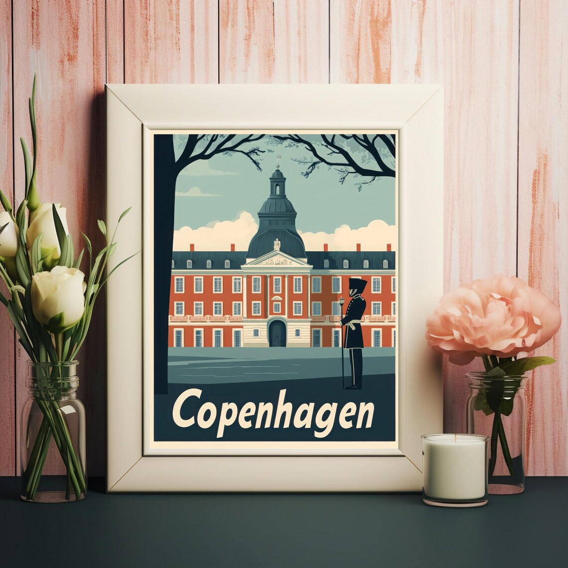 Vintage Copenhagen Illustration, Retro Wall Art