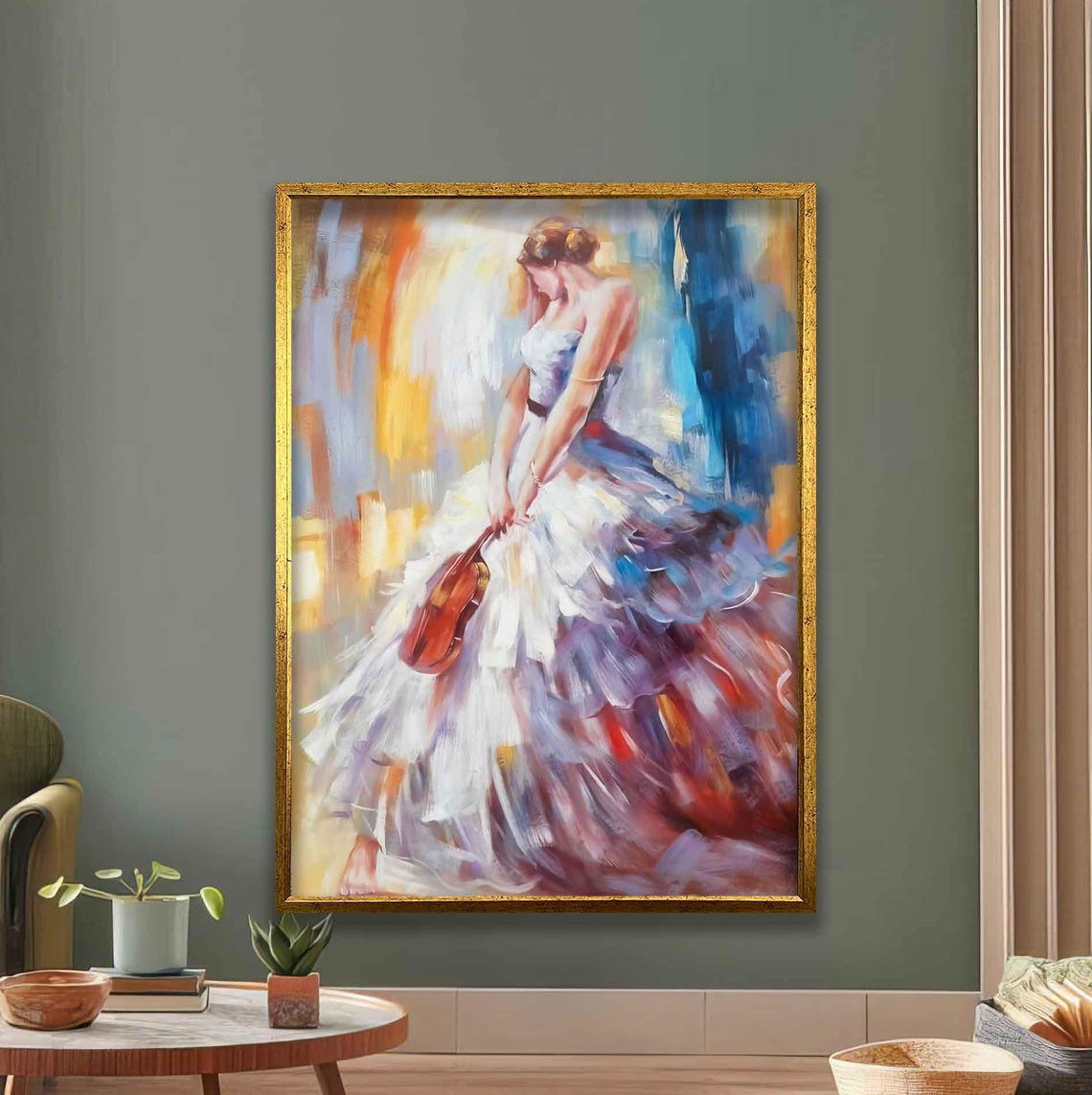 Ballerina With Violin Impressionist Graceful Dancer Art Poster