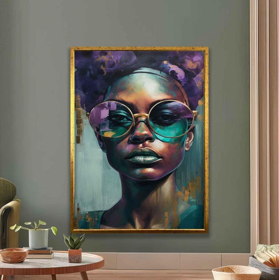 Afro Futuristic Woman Art Print Bold Portrait Wall Art Modern Urban Decor