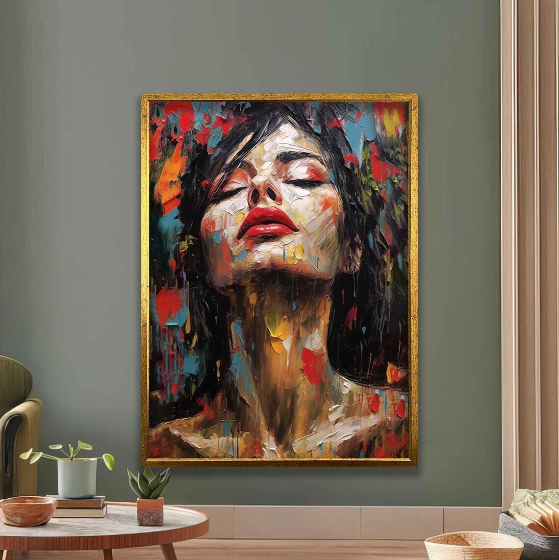 Abstract Woman Portrait, Bold Expressionist Decor