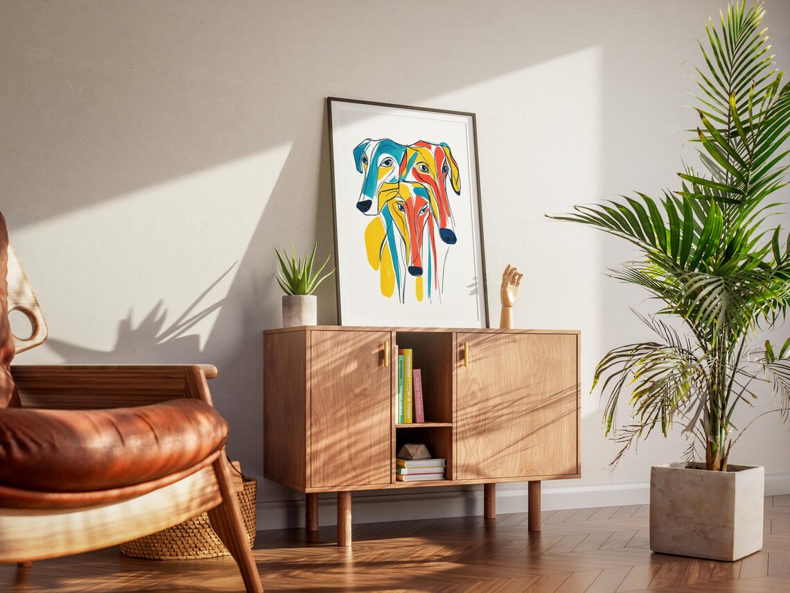 Retro Greyhound Wall Art Abstract Dog Print Matisse Bold Line Drawing Eclectic Maximalist Decor Mid Century Modern Poster Greyhound Mom Gift - Image 2