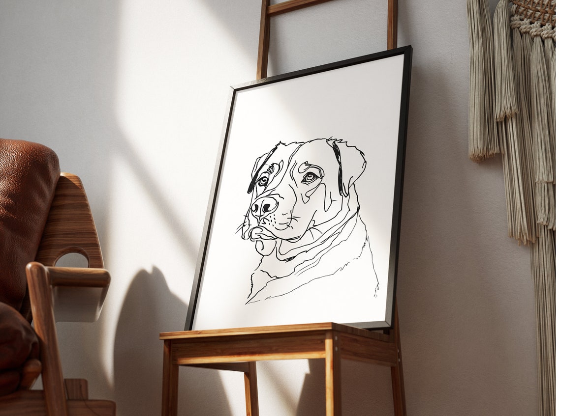 Rottweiler Head Portrait Clean Line Drawing Noble Minimal Dog Poster - Image 2