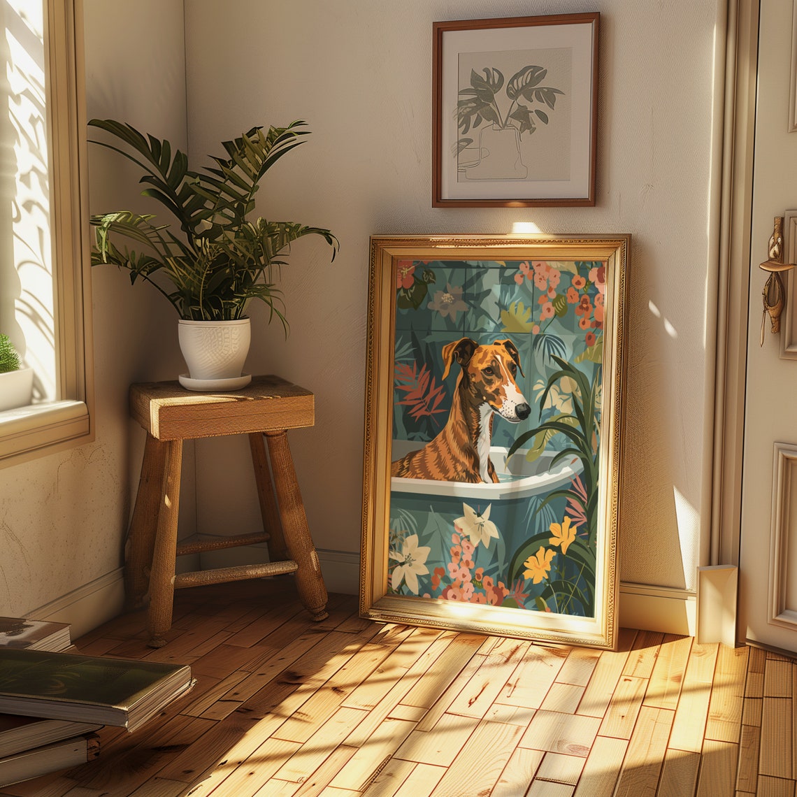 Greyhound Boho Jungle Bathtub Art Print - Image 2