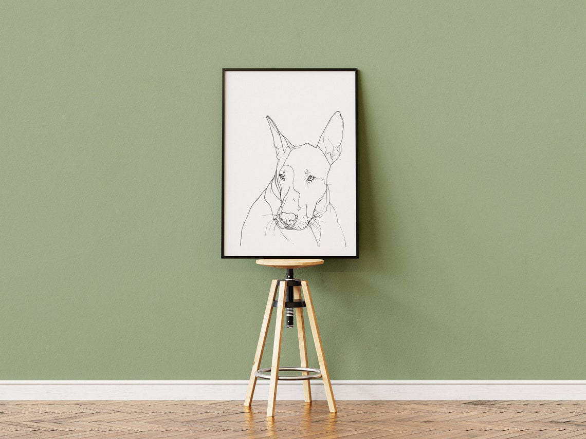 Bull Terrier Distinctive Head Crisp Minimalist Line Art Poster - Image 2