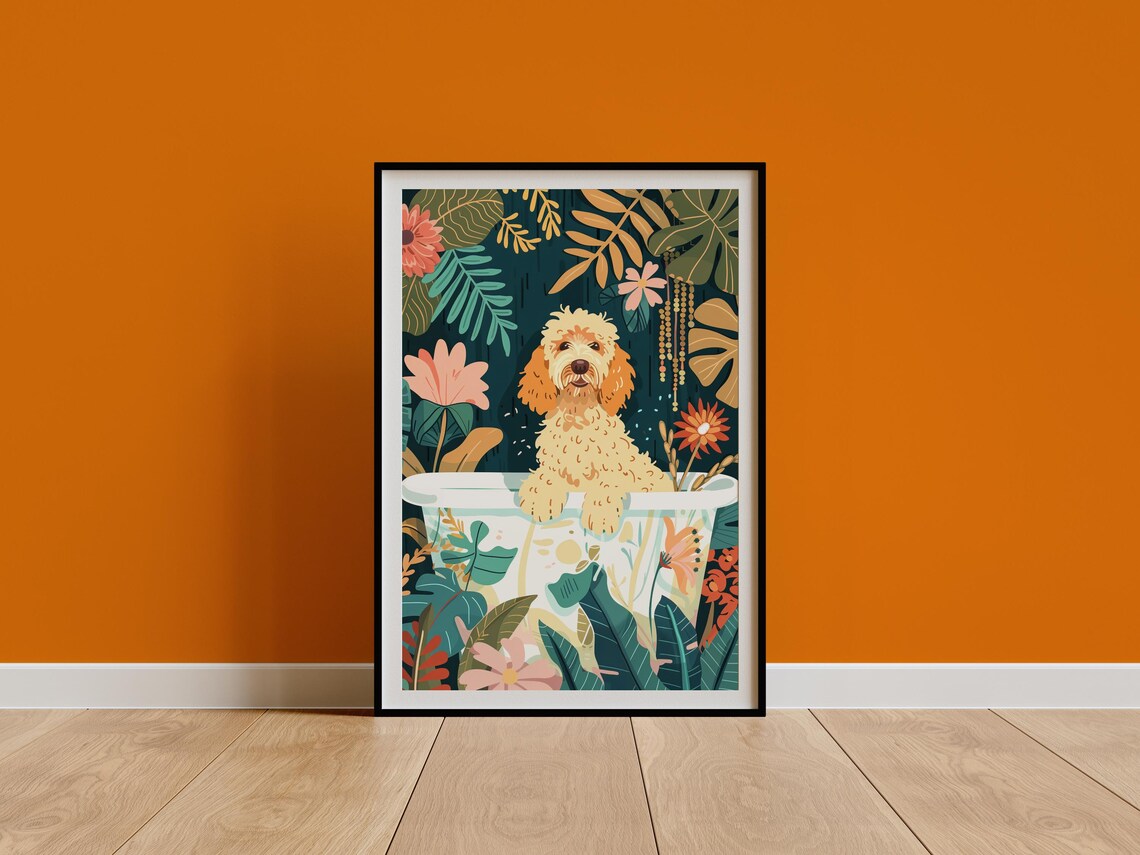 Goldendoodle Boho Jungle Kids Room Poster Print