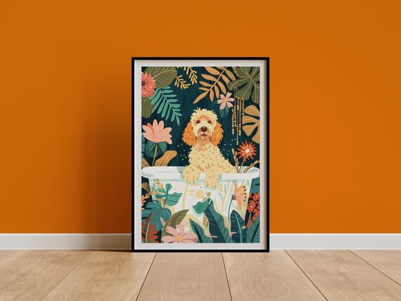 Goldendoodle Boho Jungle Kids Room Poster Print