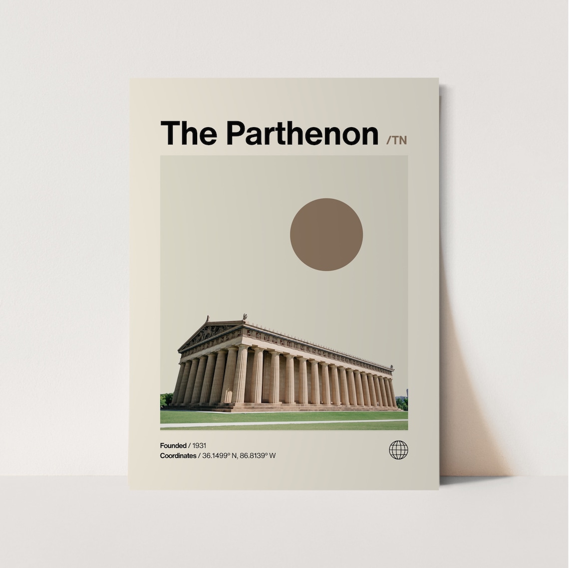 Nashville Parthenon Tennessee Full Scale Replica Minimalist Poster