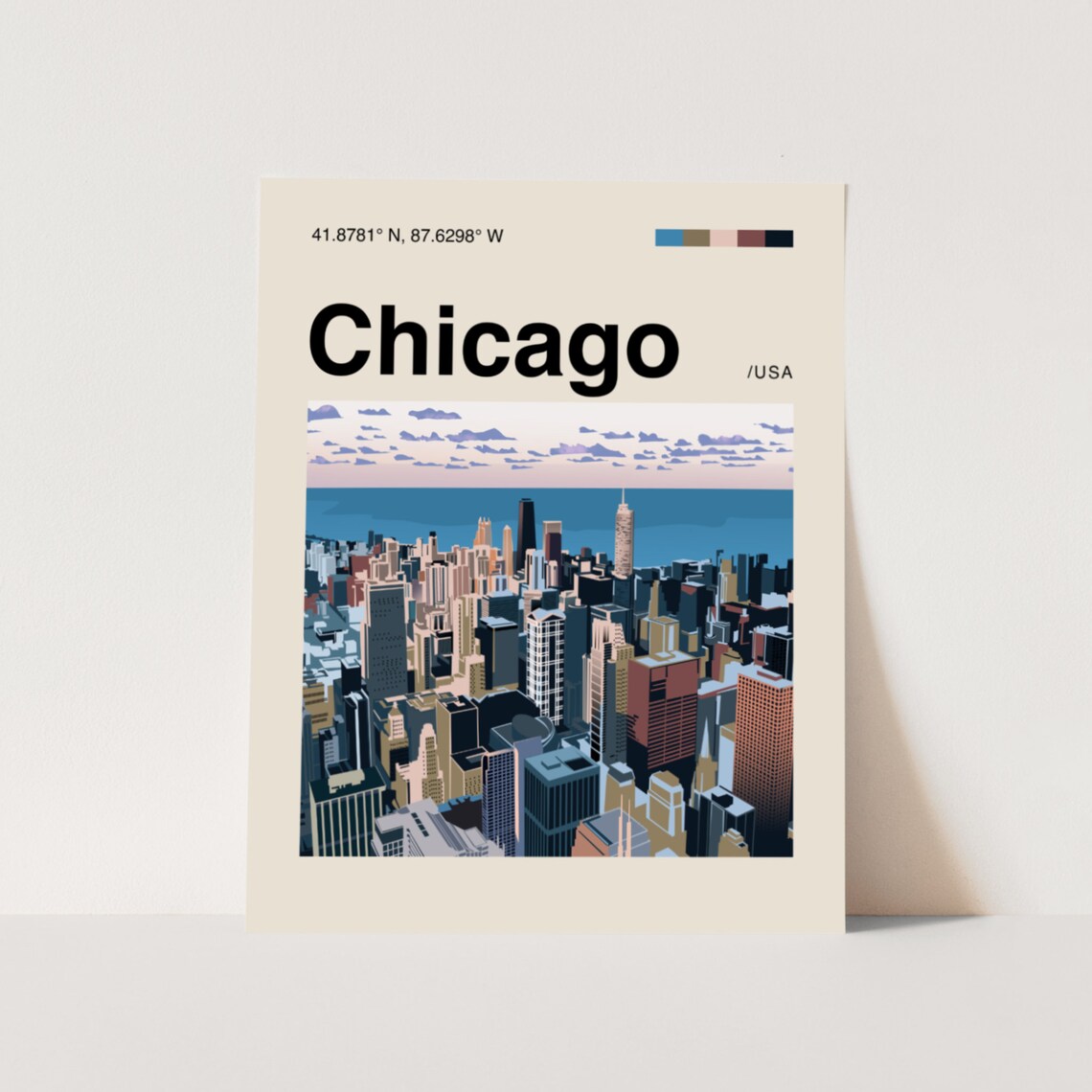Chicago Minimalist Mid-Century Travel Poster