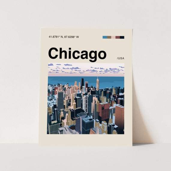 Chicago Minimalist Mid-Century Travel Poster