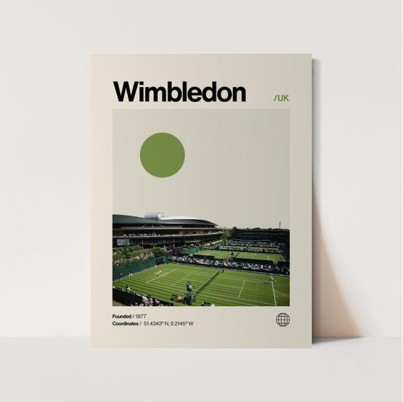 Wimbledon Poster Minimalist Helvetica Mid Century Modern Wimbledon Travel Print Wimbledon Wall Art Wimbledon Tennis Print Tennis Art
