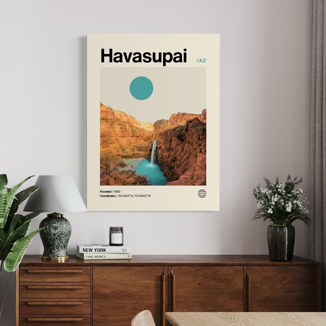 Havasupai Arizona Waterfall Canyon Photo Minimalist Travel Poster - Image 3