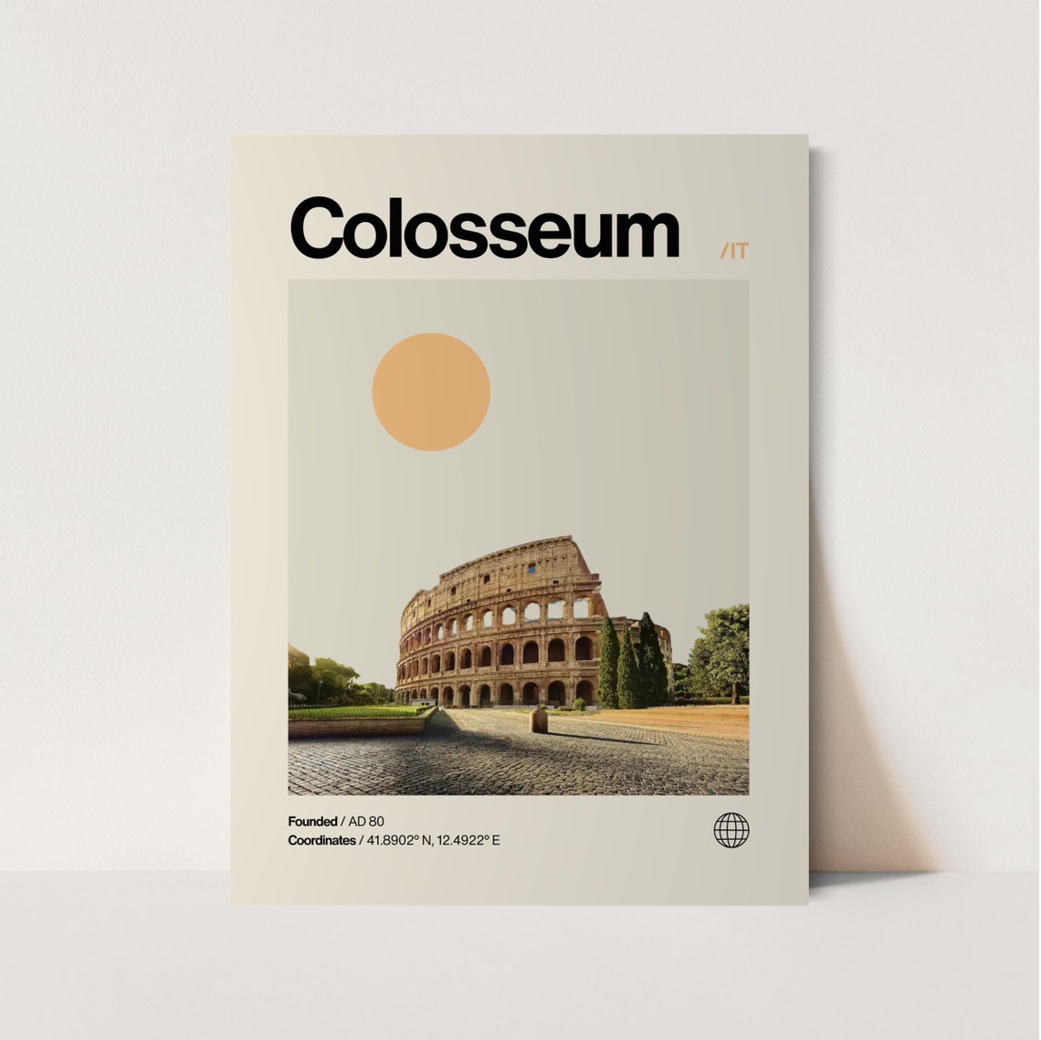 Colosseum Poster Minimalist Helvetica Mid Century Modern Colosseum Travel Print Colosseum Wall Art Colosseum Rome Art House Art Rome