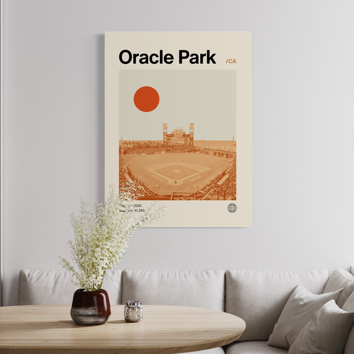 Oracle Park San Francisco Giants Bay Stadium Sepia Minimalist Poster - Image 3