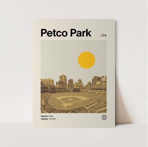Petco Park Minimalist Mid-Century Baseball Poster