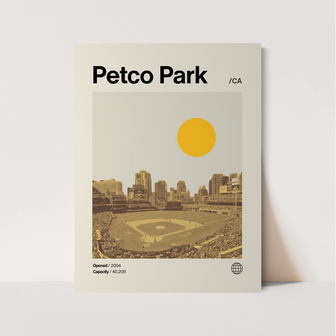 Petco Park Minimalist Mid-Century Baseball Poster