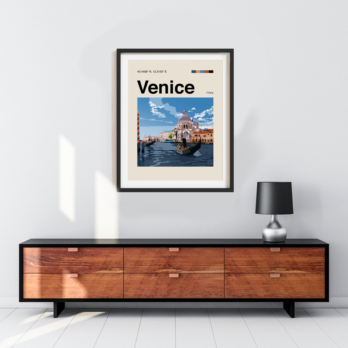 Venice Poster Minimalist Helvetica Mid Century Modern Venice Travel Print Italy Poster Venice Wall Art Venice Italy Print Venice Art - Image 2