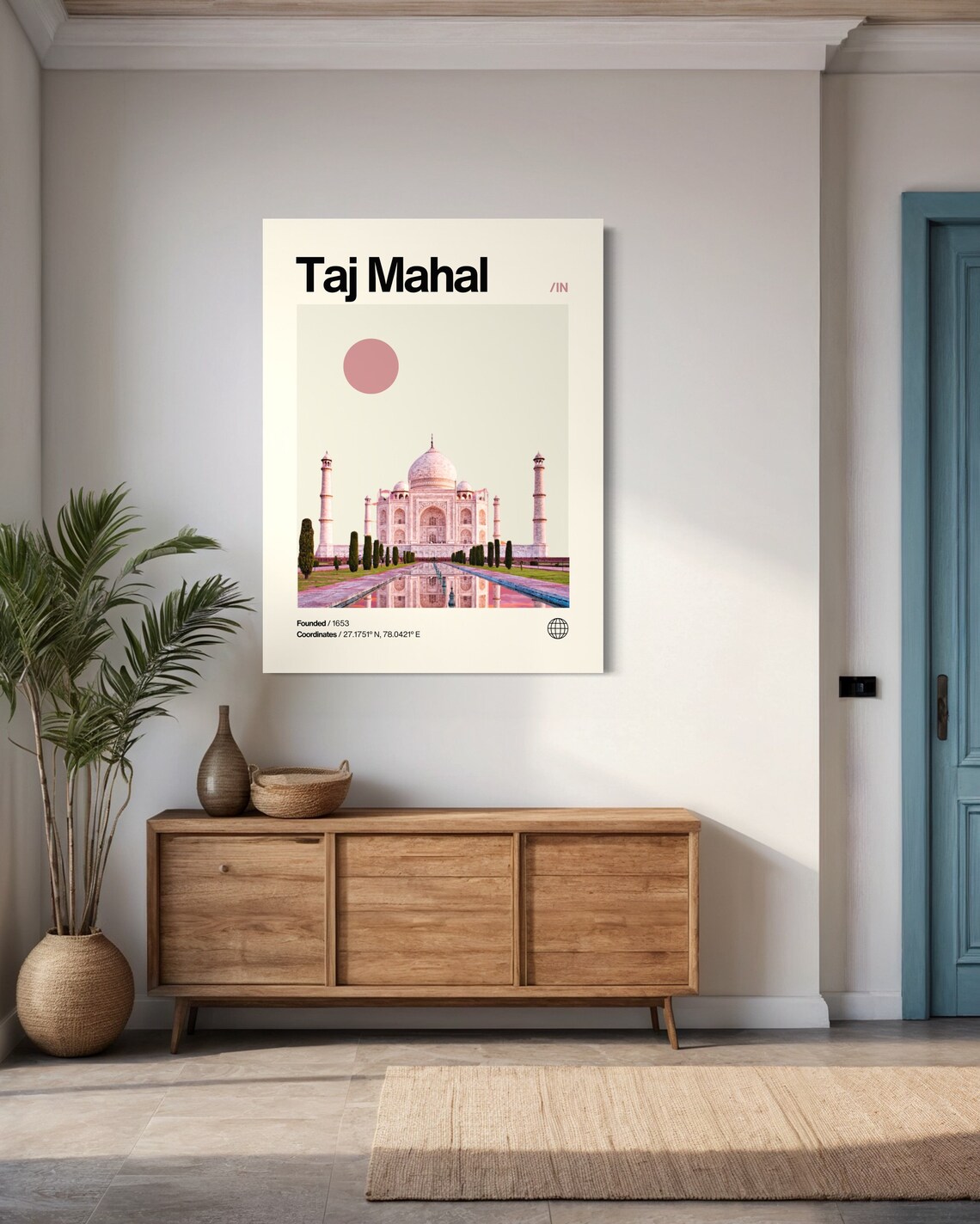 Taj Mahal Minimalist Mid-Century Travel Poster - Image 3