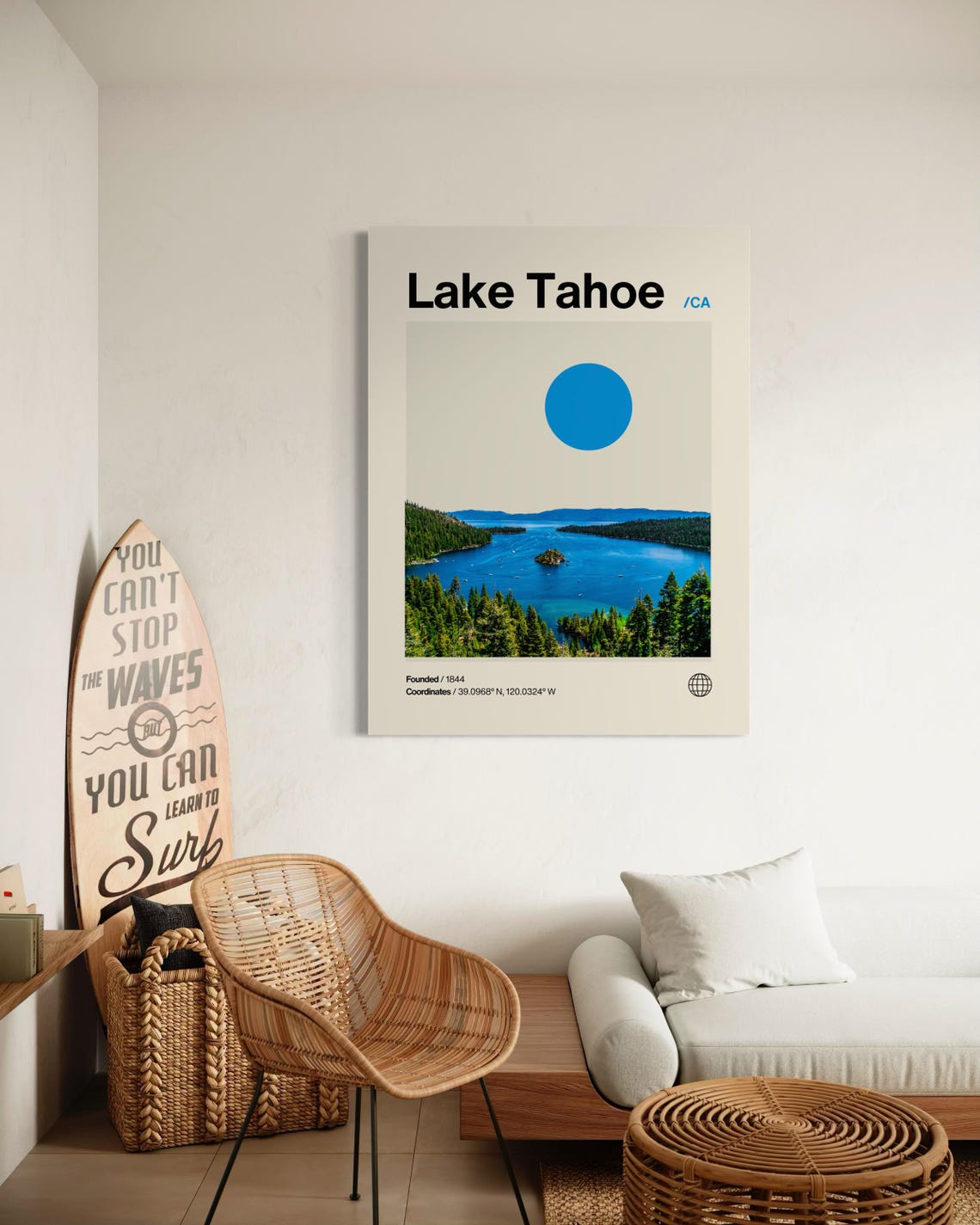 Lake Tahoe Poster Minimalist Helvetica Mid Century Modern Lake Tahoe Print Lake Tahoe Wall Art Lake Tahoe California Tahoe Nevada - Image 3