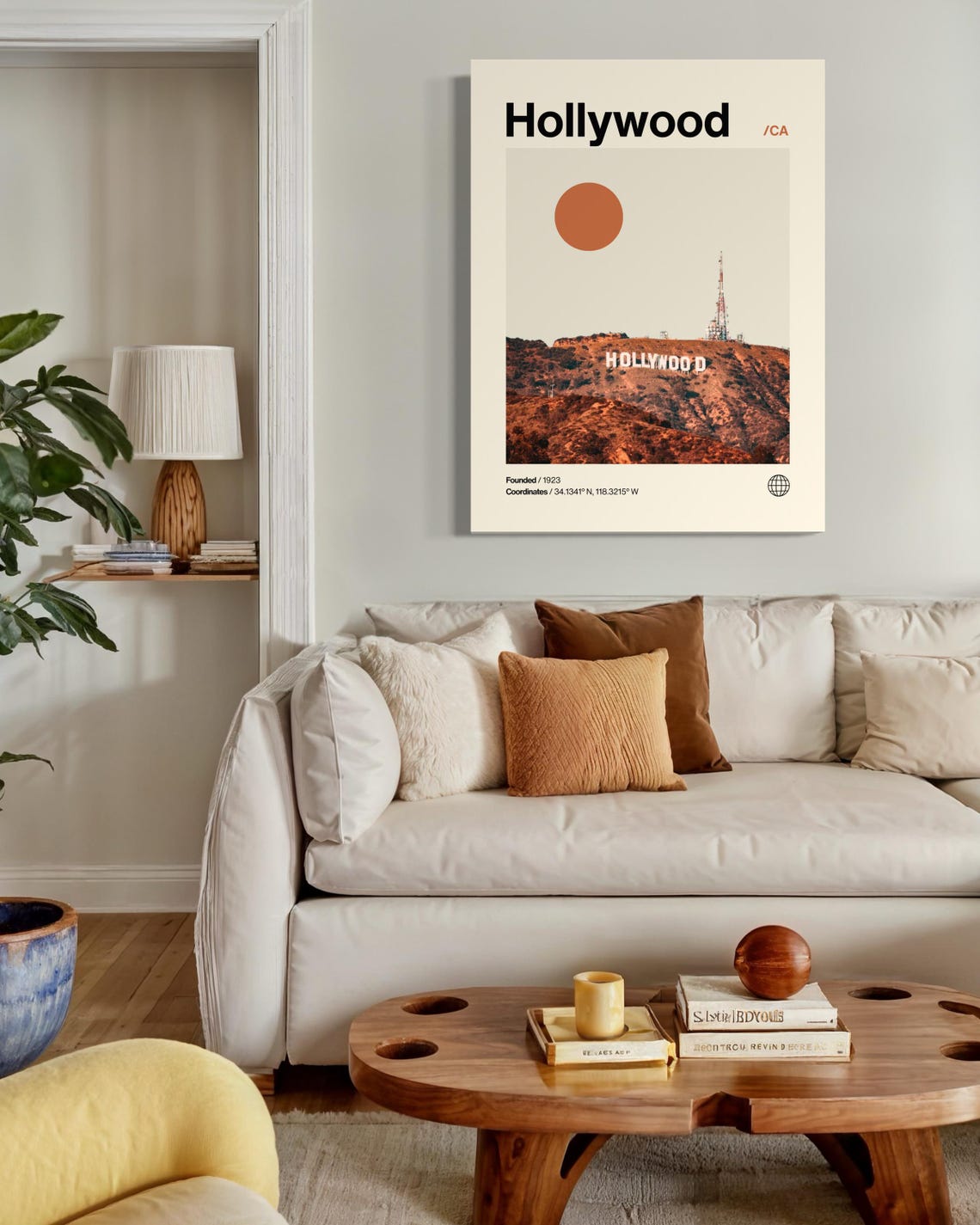 Hollywood Poster Minimalist Helvetica Mid Century Modern Hollywood Travel Print La Poster Hollywood Wall Art Hollywood La Print - Image 3