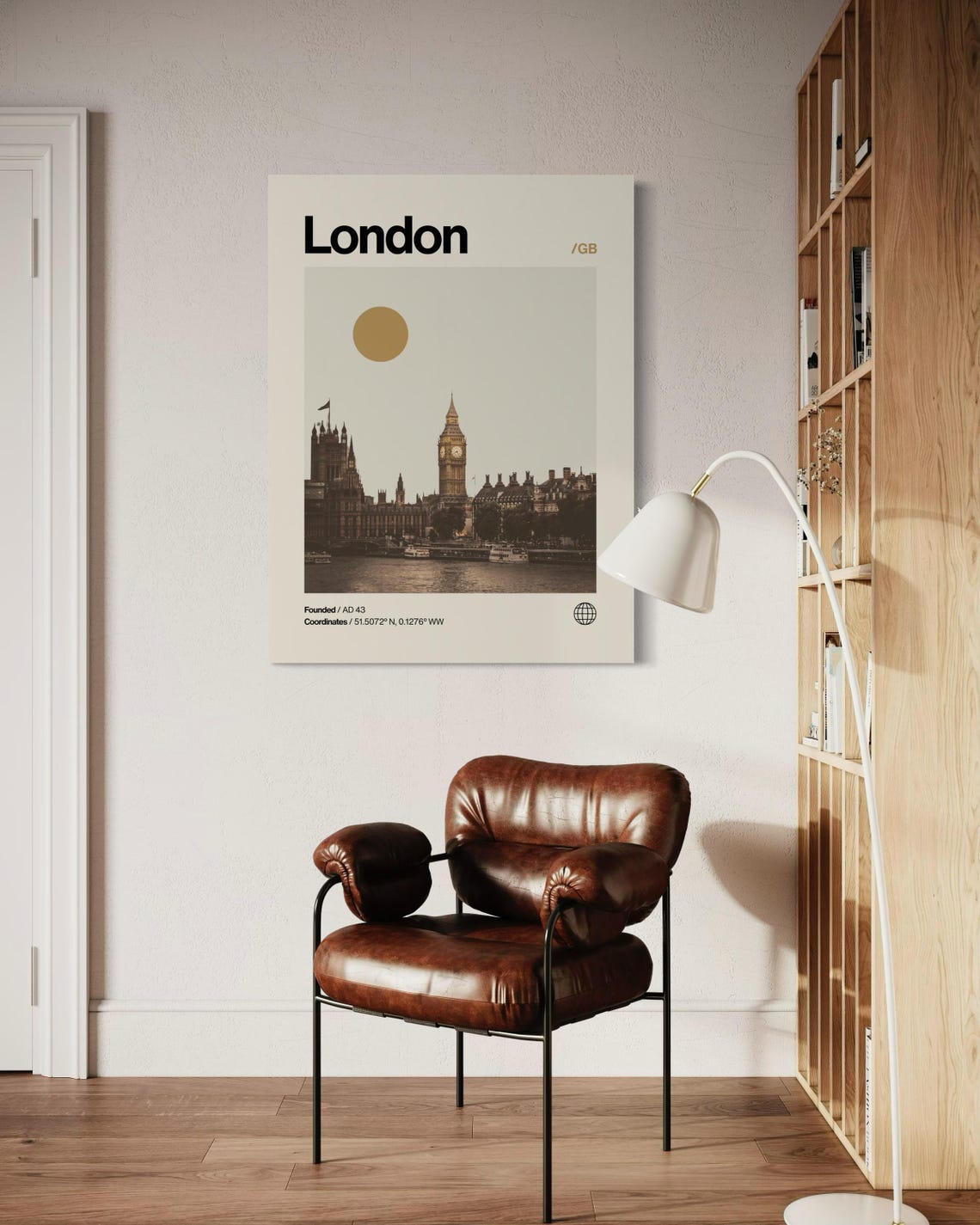 London Poster Minimalist Helvetica Mid Century Modern London Travel Print London Wall Art London England Print Big Ben Poster