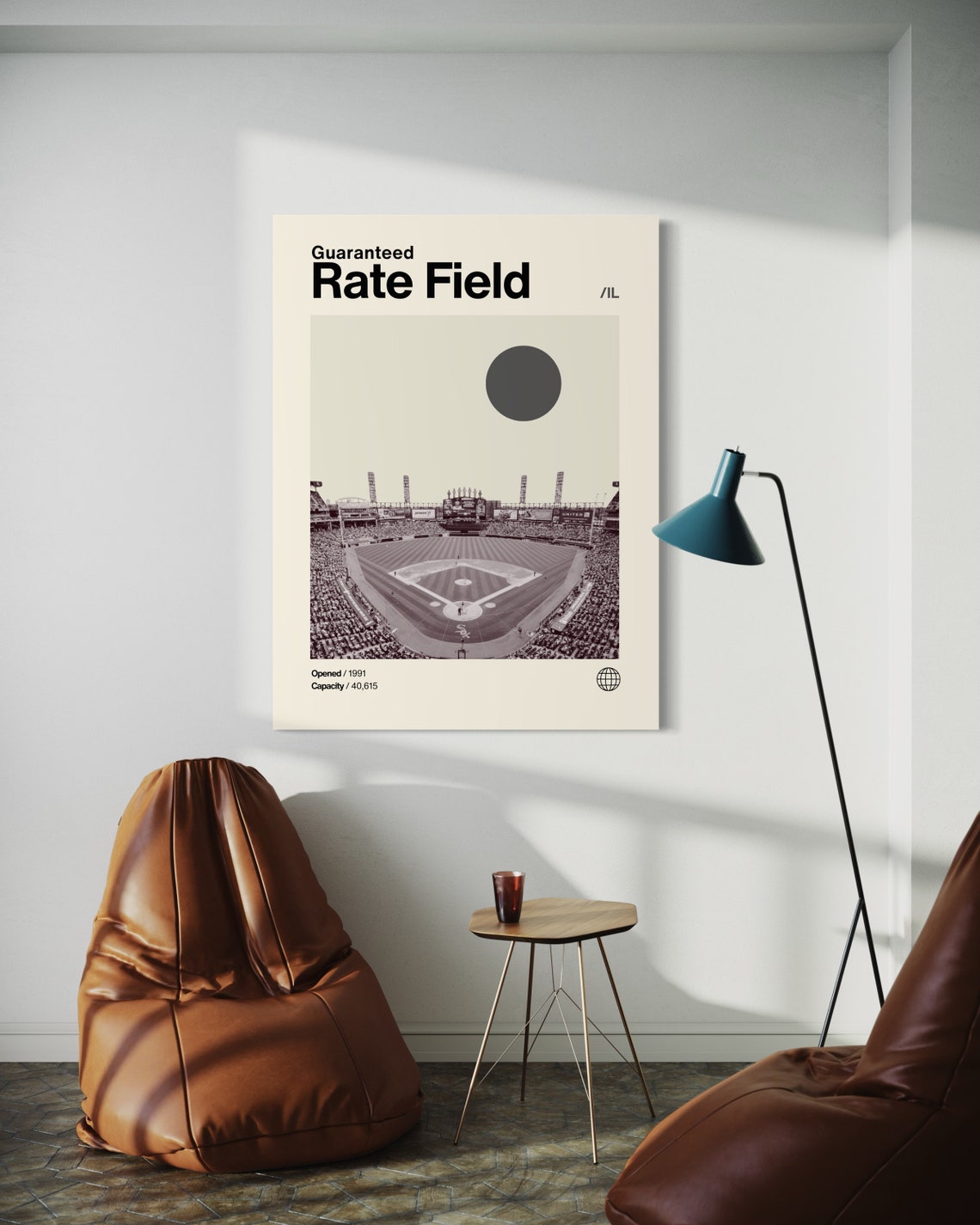 Guaranteed Rate Field Chicago White Sox Grayscale Minimalist Poster - Image 3