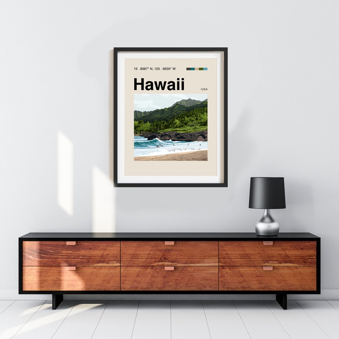 Hawaii Beach Minimalist Mid Century Travel Poster - Image 2