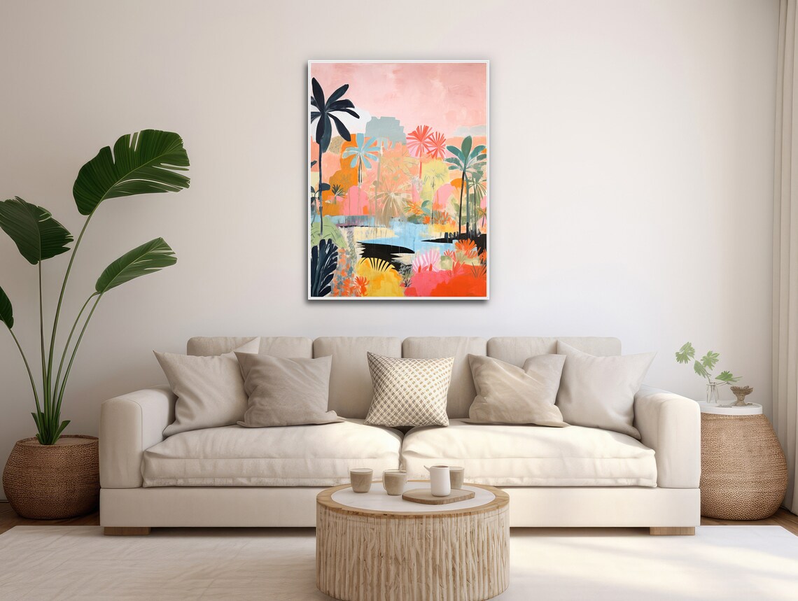 Secret Lagoon Tropical Pastel Abstract Landscape Art Print - Image 3
