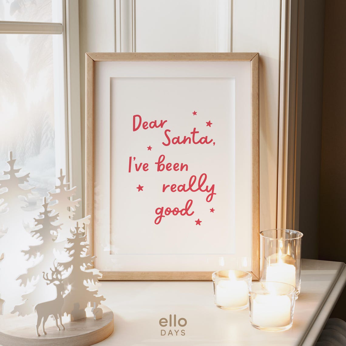 Dear Santa Ive Been Really Good Red Script Holiday Christmas Poster