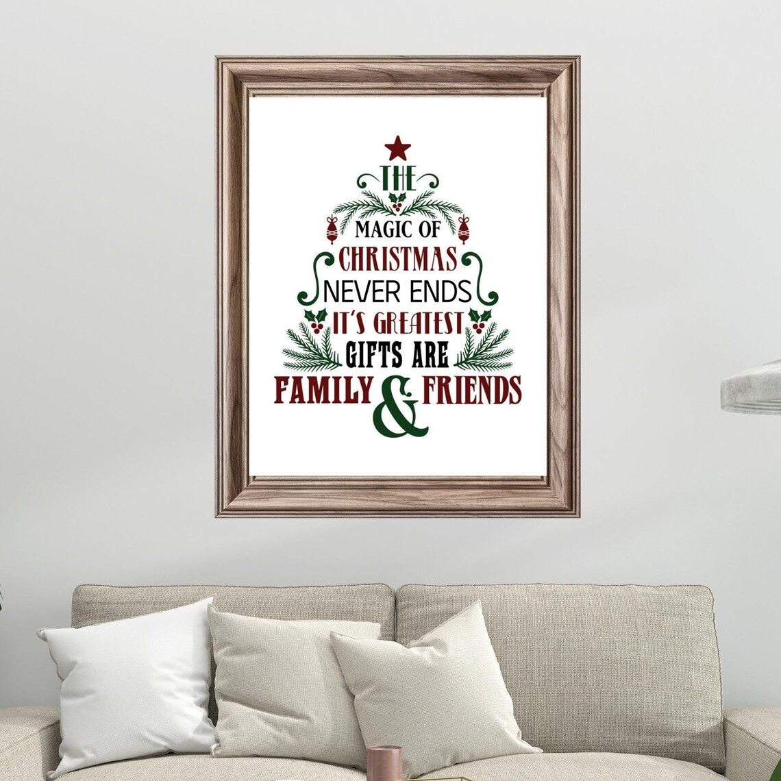 The Magic of Christmas Typography Tree Family Friends Quote Poster
