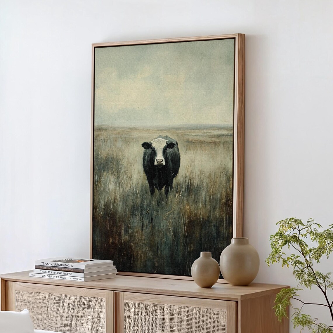 Moody Cow Art Print, Rustic Farmhouse Animal Decor