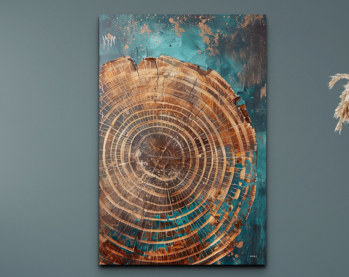 Abstract Tree Ring Art Print, Nordic Style