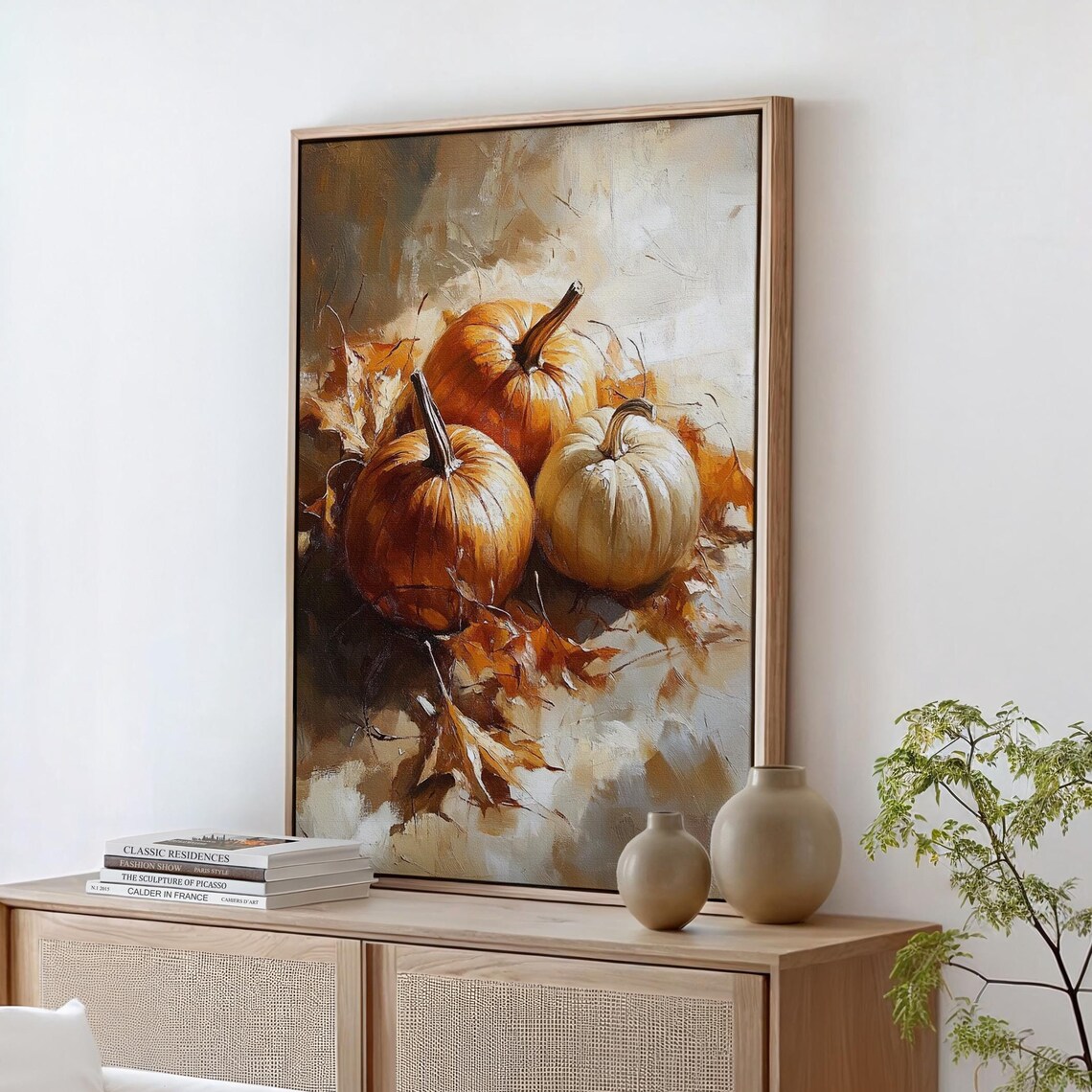 Autumn Pumpkins And Leaves Rustic Fall Art Print