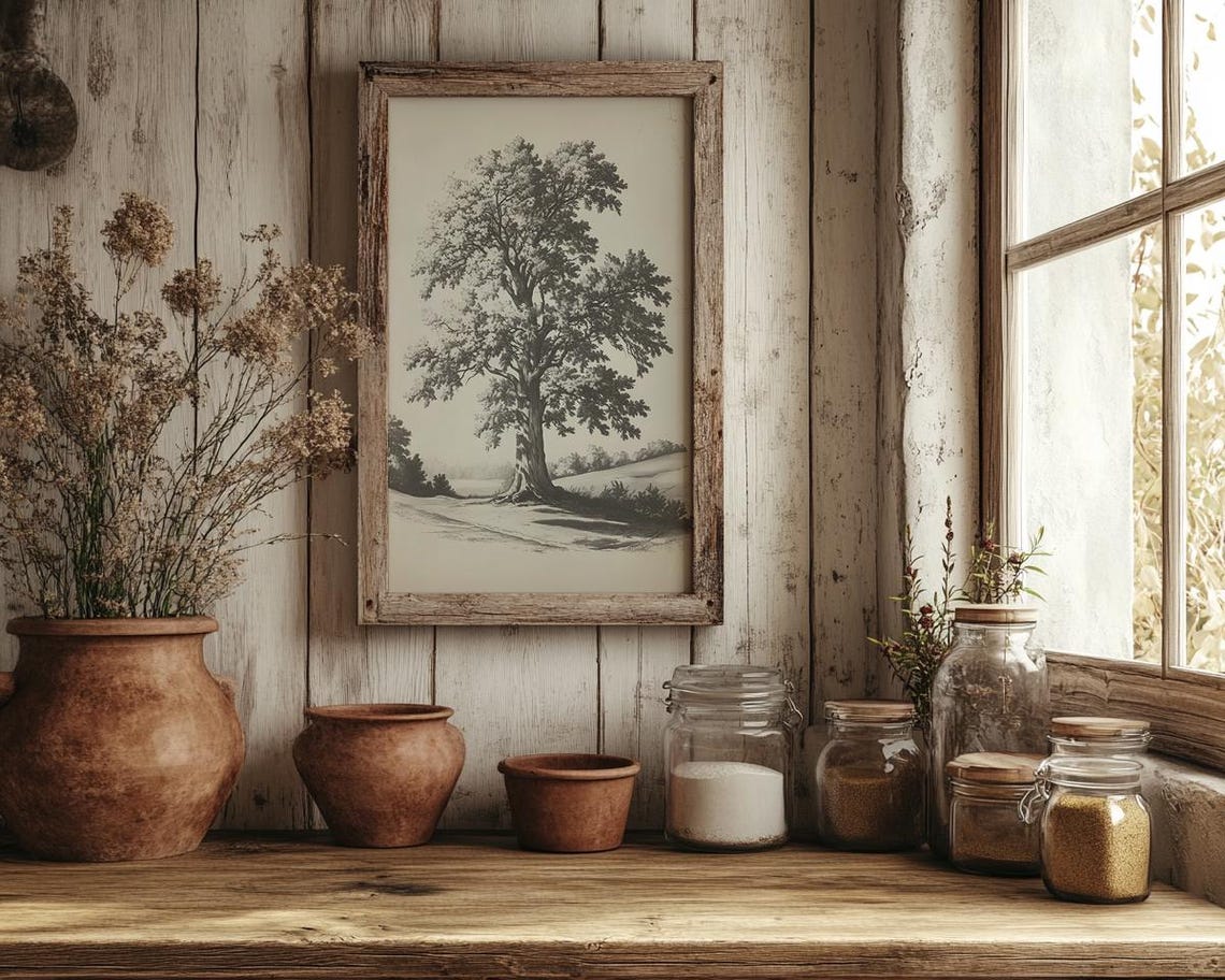 Majestic Oak Tree Classic Vintage Botanical Engraving Poster - Image 2