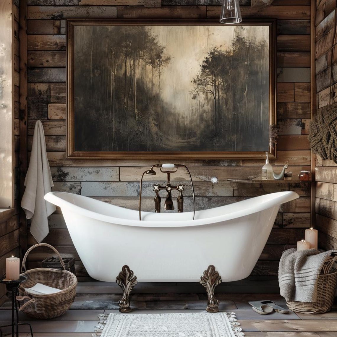 Dark Cottagecore Wall Art Moody Cottagecore Art Vintage Oil Painting Moody Painting Print Brown Tone Wall Art Moody Landscape Art - Image 3
