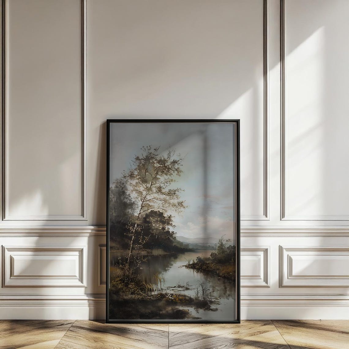 Moody Pond Landscape with Birch Trees Vintage Nature Art Poster - Image 3