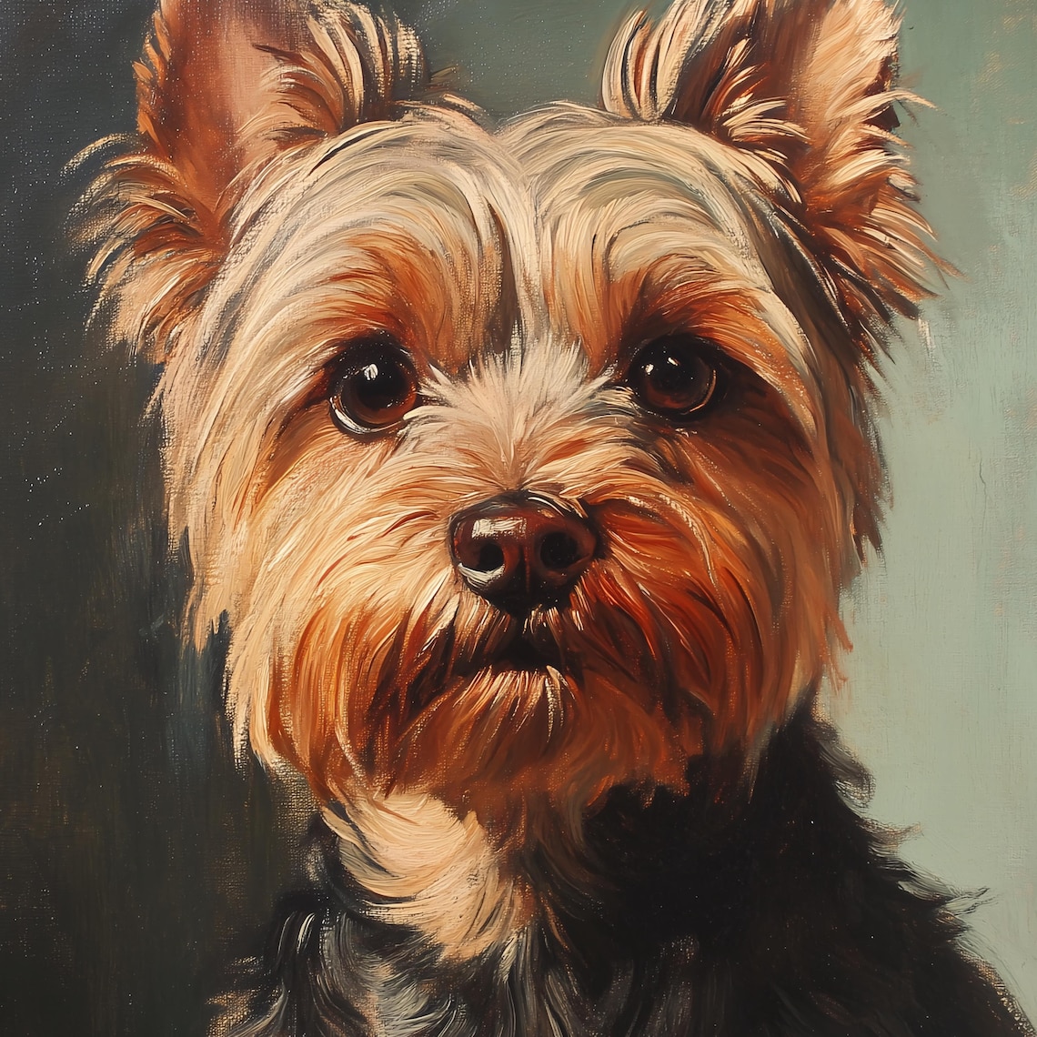 Yorkshire Terrier Portrait In Vintage Oil Painting Style Dog Poster - Image 2