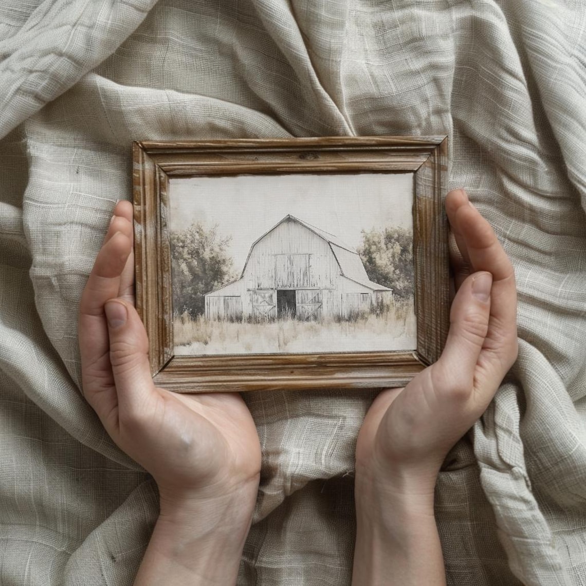 White Barn In Neutral Watercolor Farmhouse Style Country Poster - Image 3