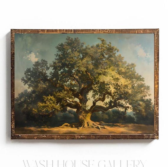 Vintage Live Oak Tree Art Print, Cottagecore Botanical