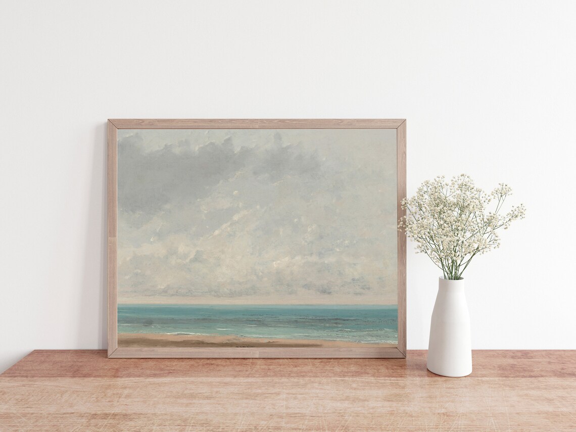 Muted Coastal Seascape, Vintage Ocean Art Print - Image 2